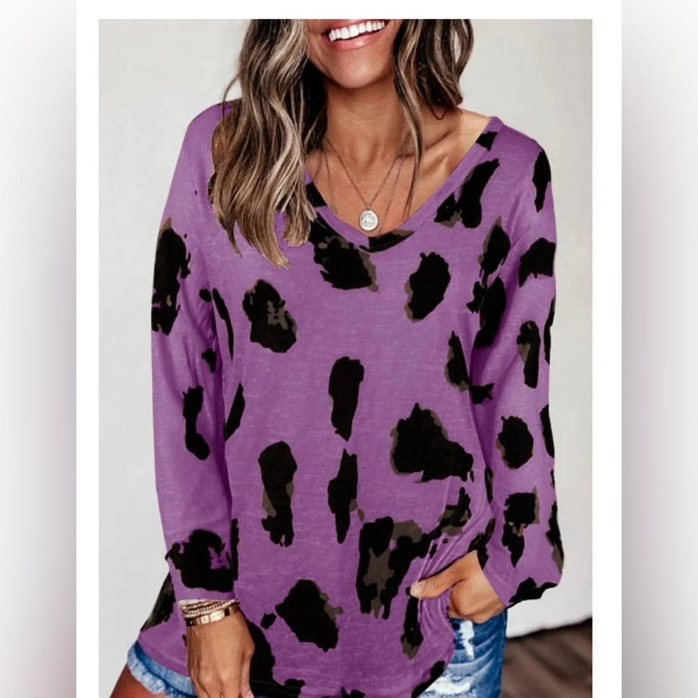 Haute Purple Leopard Print Women's Top